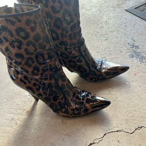 Casadei Patent Leopard Print Women's Boots